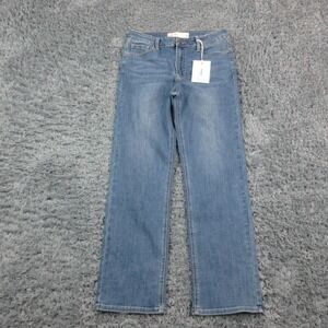 Indigo Six Jeans Womens 10 Hem Detail Straight Leg Denim Medium Wash 30x28* NWT